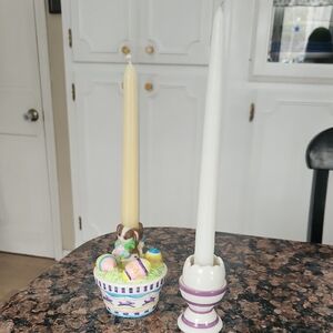 Easter Decorative Candle Holders with Cream and White Candles